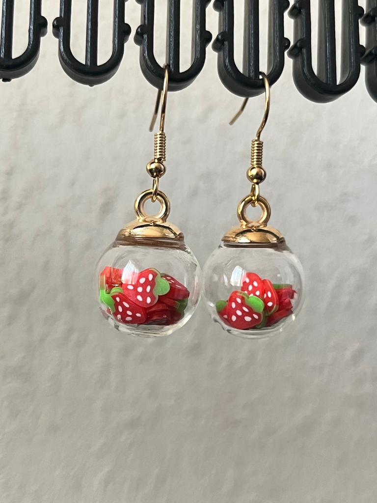 Boucles d’oreilles tranches de fruits (Fraises originales)